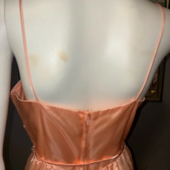 Chic Peach Satin Evening Dress - Picture 5 of 9